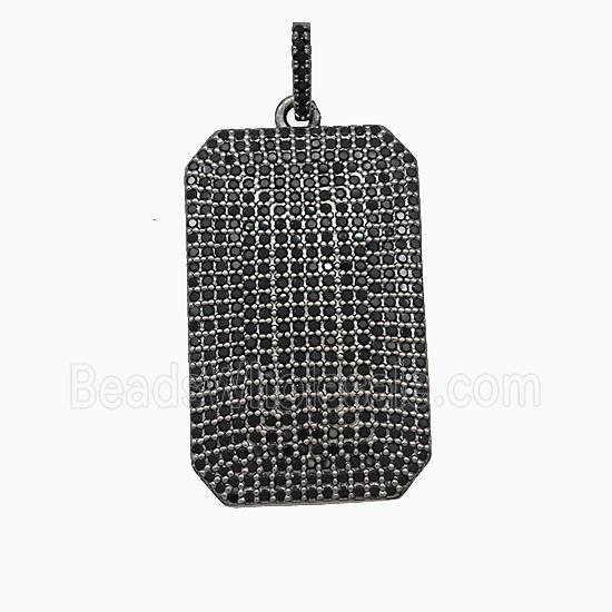 Copper Rectangle Pendant Micropave Zirconia Black Plated