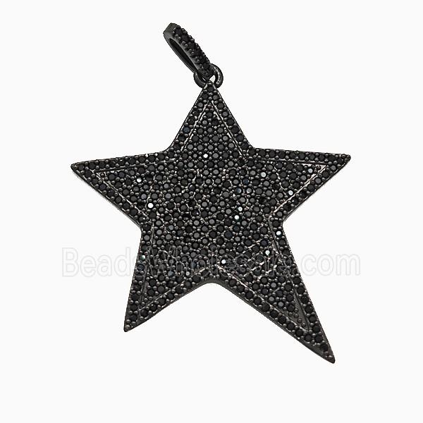 Copper Star Pendant Micropave Zirconia Black Plated