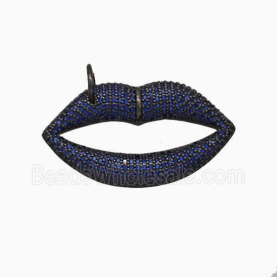 Copper Lips Pendant Micropave Zirconia Black Plated