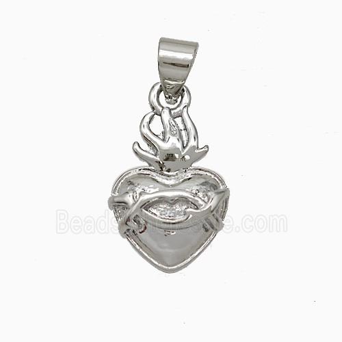 Copper Heart Pendant Platinum Plated