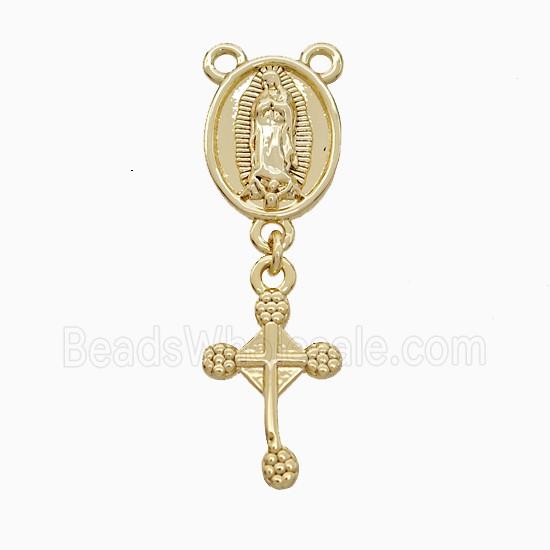 Copper Jesus Cross Pendant 2loops Gold Plated