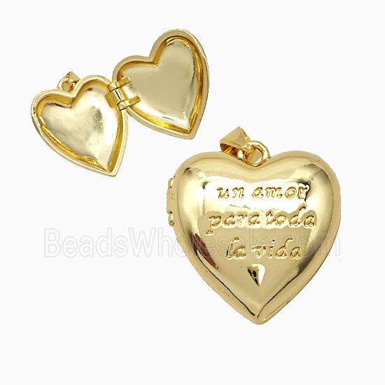 Copper Heart Locket Pendant 18K Gold Plated