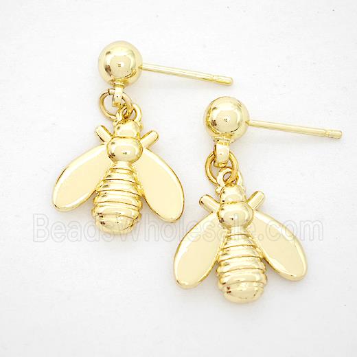 Copper Honeybee Stud Earrings Gold Plated