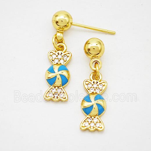 Copper Candy Stud Earrings Enamel Gold Plated