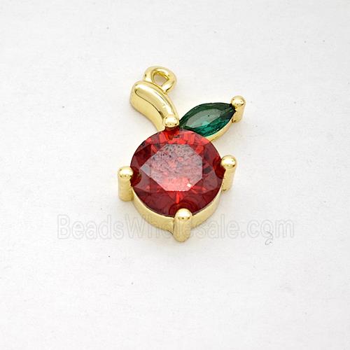 Copper Cherry Pendant Pave Zirconia Gold Plated