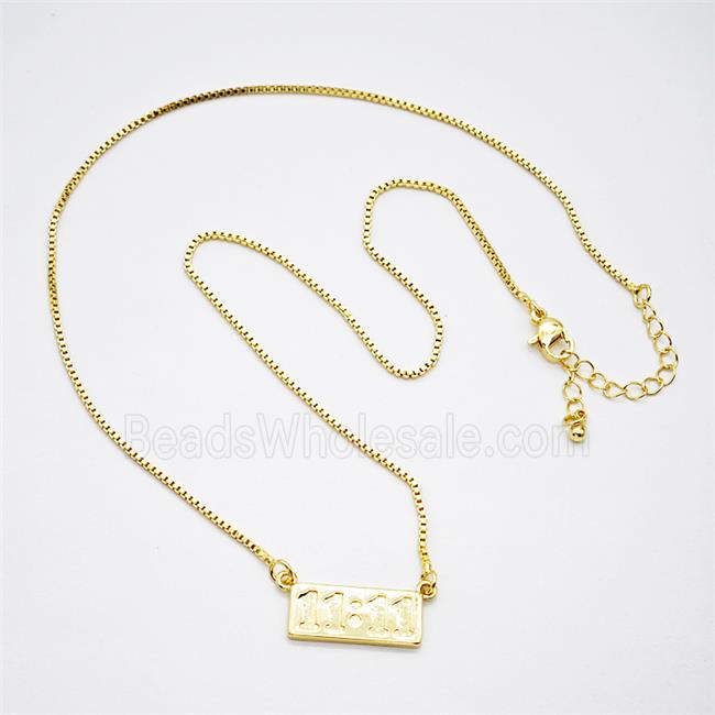 Copper Necklace Double Eleven Number 11 Gold Plated