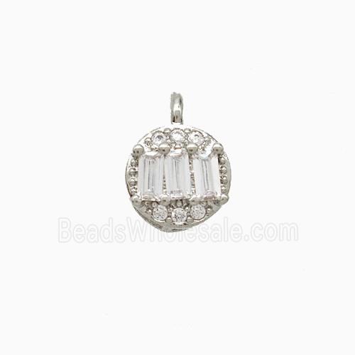 Copper Circle Pendant Pave Zirconia Platinum Plated