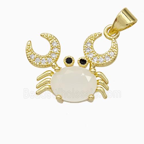 Copper Crab Pendant Pave Crystal Glass Gold Plated