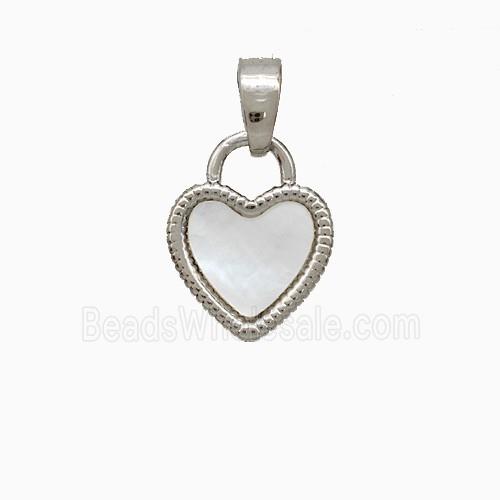 Copper Heart Pendant Pave Shell Platinum Plated