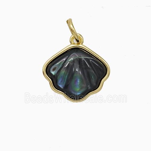 Copper Scallop Pendant Pave Shell Gold Plated