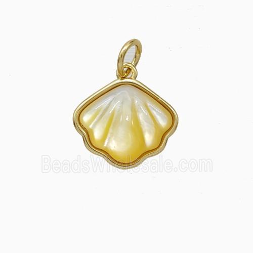 Copper Scallop Pendant Pave Shell Gold Plated