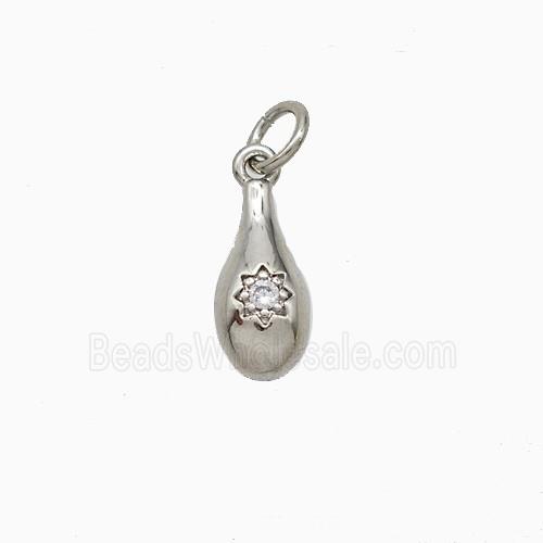 Copper Teardrop Pendant Pave Zirconia Platinum Plated