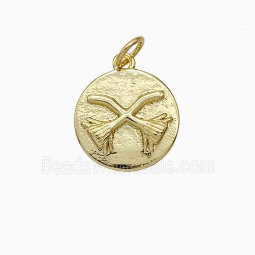 Copper Pendant Halloween Broom Gold Plated