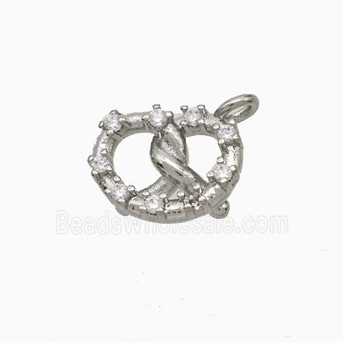 Copper Heart Pendant Pave Zirconia Platinum Plated
