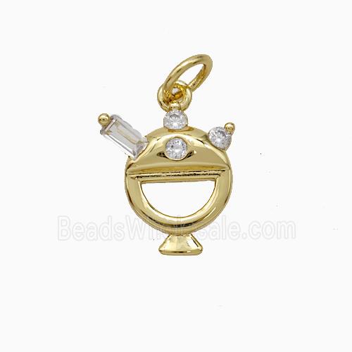 Copper Furnace Pendant Pave Zirconia Gold Plated
