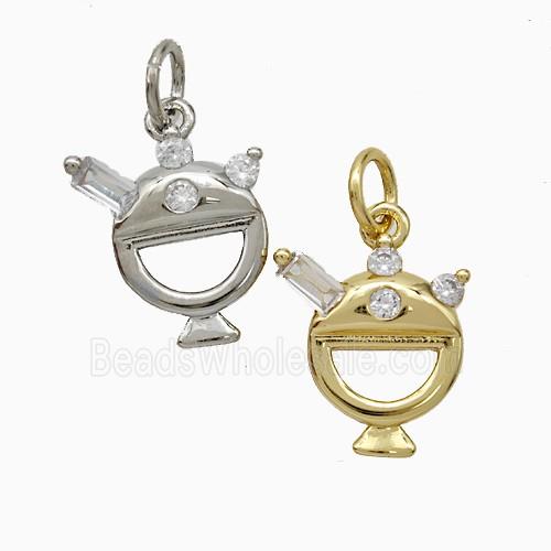 Copper Furnace Pendant Pave Zirconia Mixed