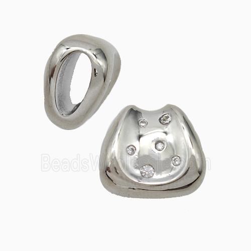 Copper Saddle Pendant Pave Zirconia Platinum Plated