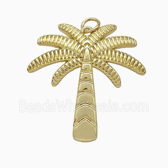 Coconut Tree Charms Copper Palm Pendant Gold Plated