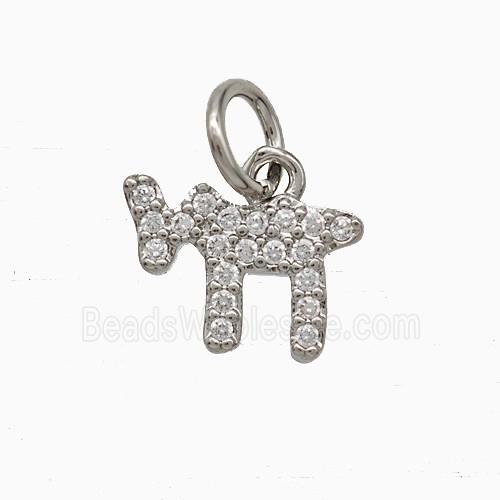 Copper Lamb Charms Pendant Pave Zirconia Sheep Platinum Plated