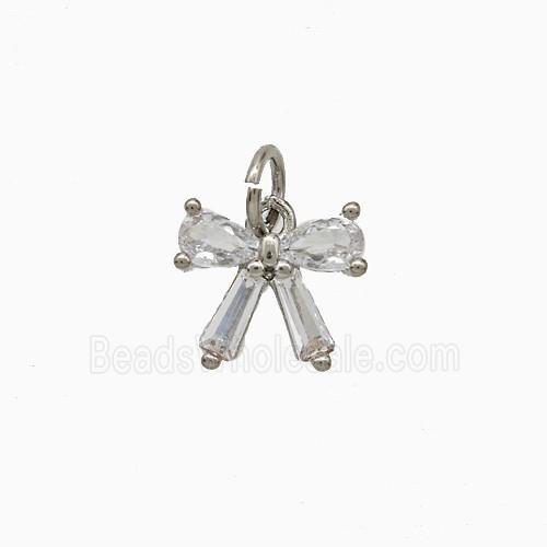 Copper Bowknot Pendant Pave Zirconia Platinum Plated