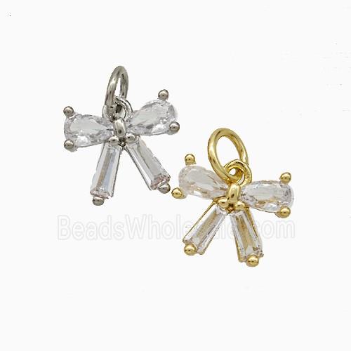 Copper Bowknot Pendant Pave Zirconia Mixed