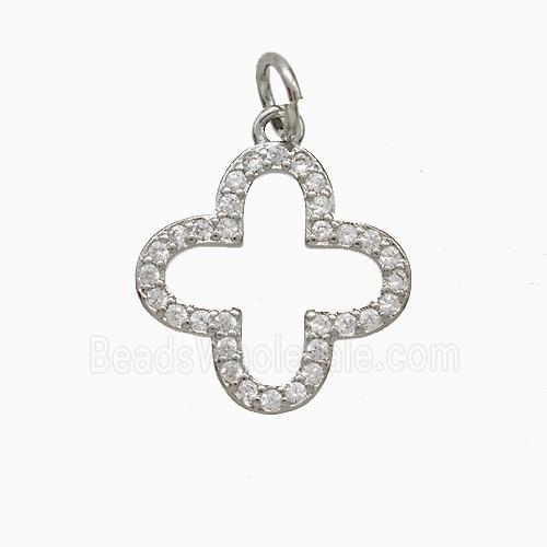 Copper Clover Pendant Pave Zirconia Platinum Plated