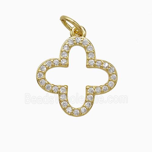 Copper Clover Pendant Pave Zirconia Gold Plated