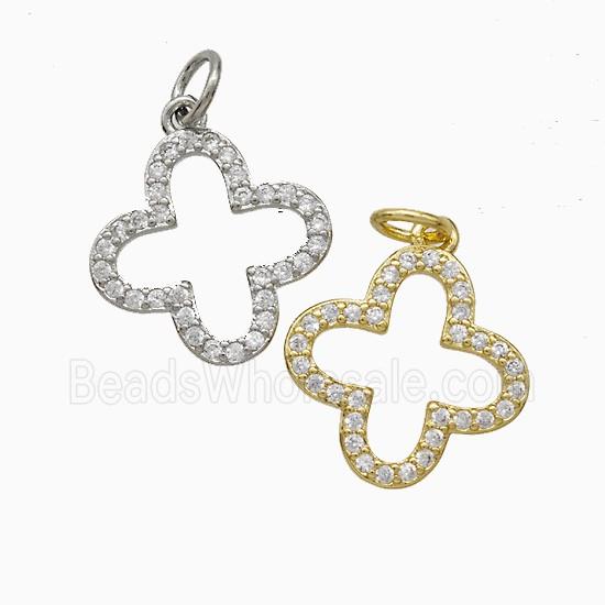 Copper Clover Pendant Pave Zirconia Mixed