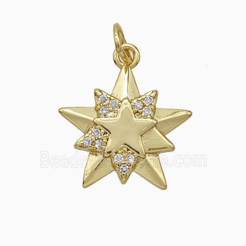 Copper Star Pendant Pave Zirconia Gold Plated