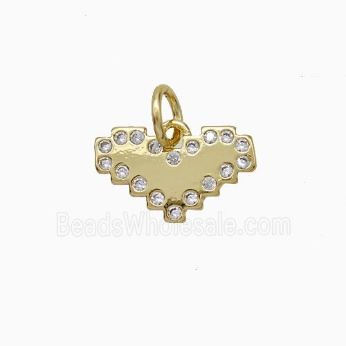 Copper Heart Pendant Pave Zirconia Gold Plated