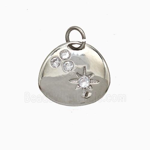 Copper Star Pendant Pave Zirconia Slice Platinum Plated