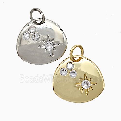 Copper Star Pendant Pave Zirconia Slice Mixed