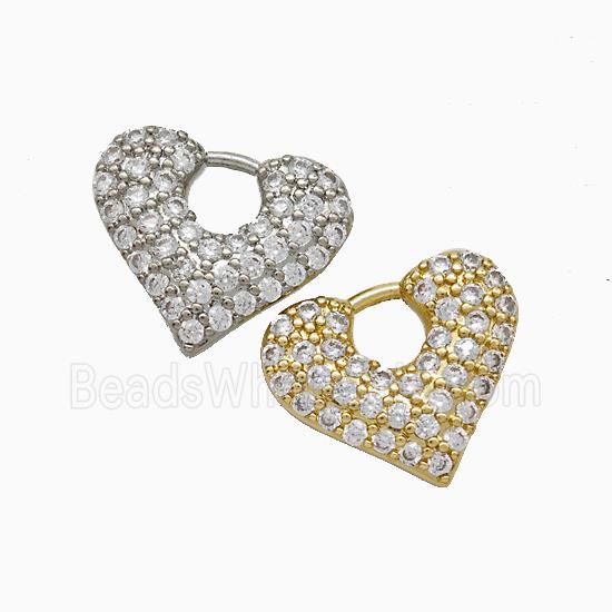 Copper Heart Pendant Pave Zirconia Mixed