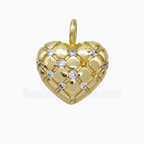 Copper Heart Pendant Pave Zirconia Gold Plated