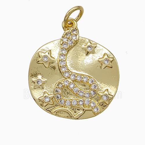 Copper Snake Pendant Pave Zirconia Gold Plated