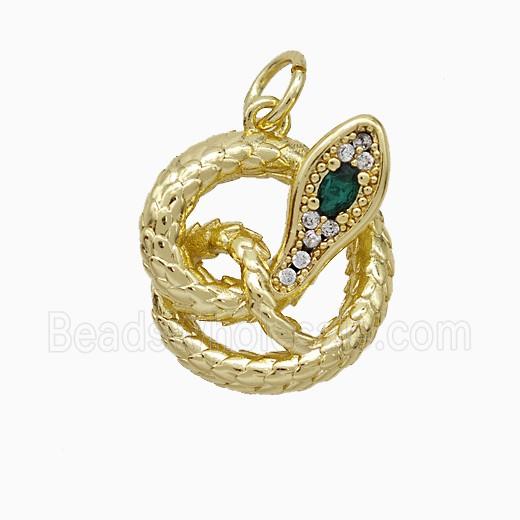 Copper Snake Pendant Pave Zirconia Gold Plated