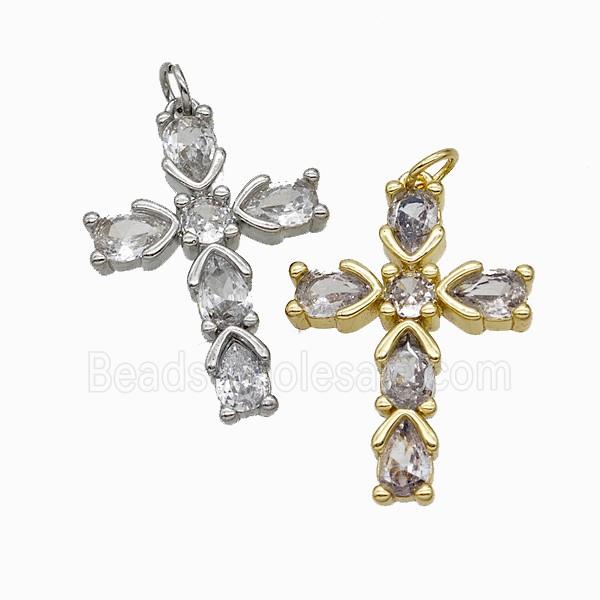 Copper Cross Pendant Pave Zirconia Mixed