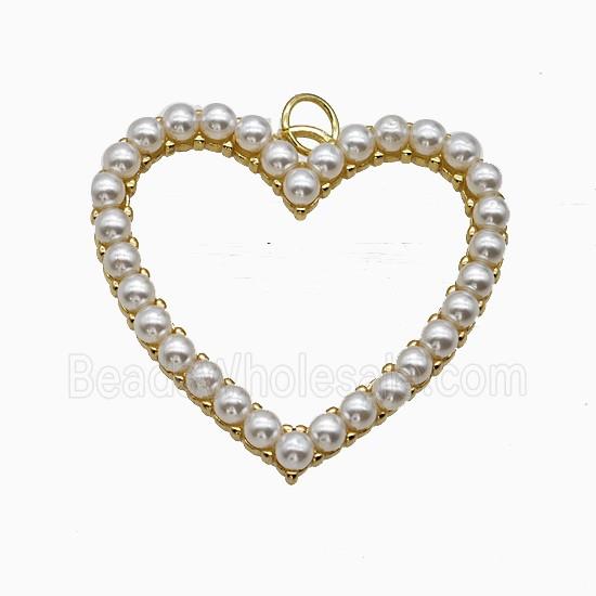 Copper Heart Pendant Pave Pearlized Resin Gold Plated