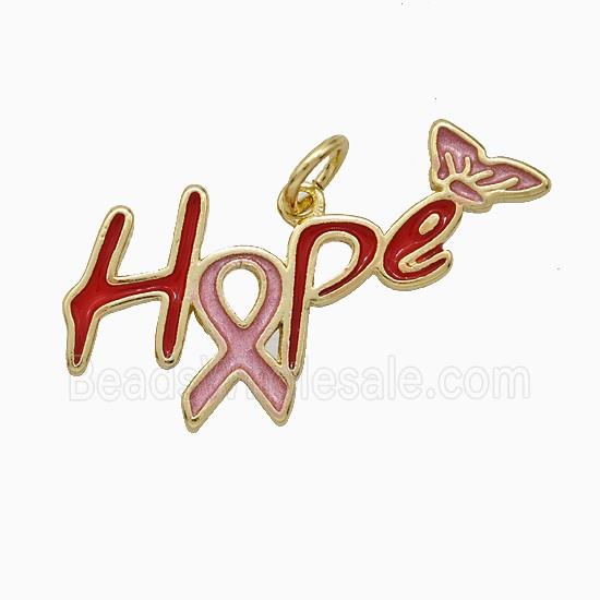 Copper Hope Pendant Enamel Awareness Robbons Gold Plated