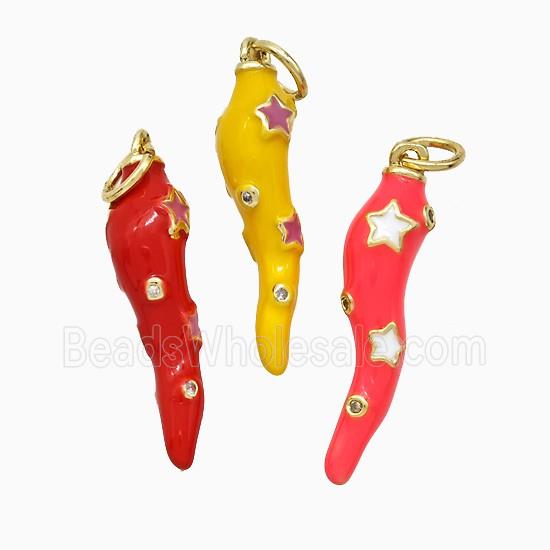 Copper Chili Pendant Enamel Star Gold Plated Mixed