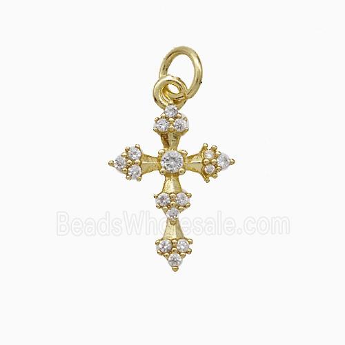 Copper Cross Pendant Pave Zirconia Gold Plated