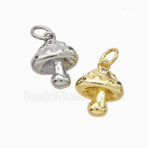 Mushroom Charms Copper Pendant Pave Zirconia Mixed