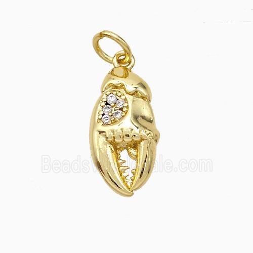 Crab Claw Charms Copper Pendant Pave Zirconia Gold Plated