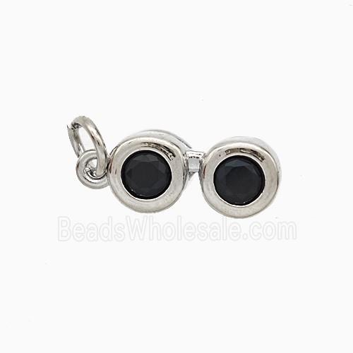 Copper Telescop Pendant Pave Zirconia Platinum Plated