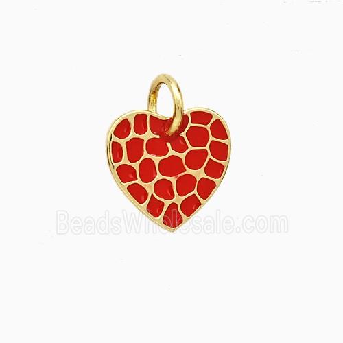 Copper Heart Pendant Red Enamel Gold Plated