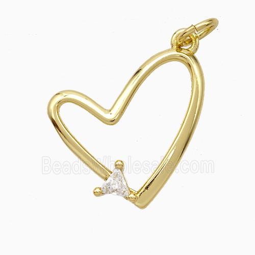 Copper Heart Pendant Pave Zirconia Gold Plated