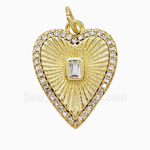 Copper Heart Pendant Pave Zirconia Gold Plated
