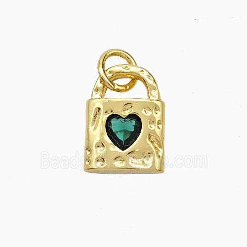 Copper Lock Pendant Pave Zirconia Gold Plated