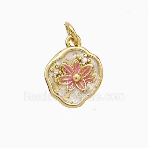 Copper Flower Pendant Painted Gold Plated