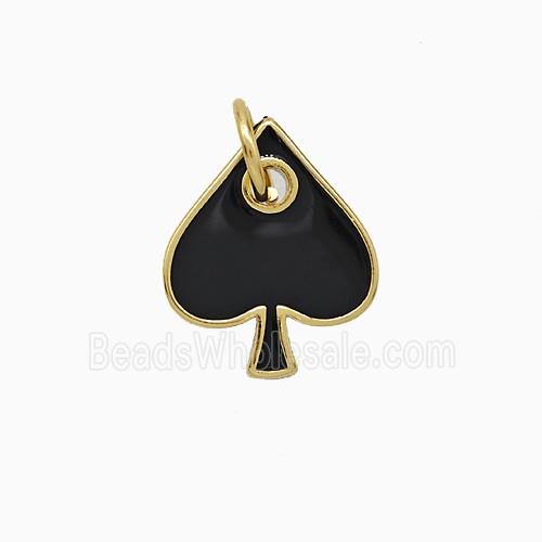 ACE of Spade Copper Pendant Black Enamel Gold Plated